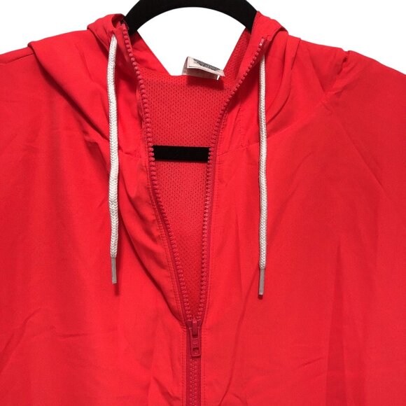 PINK Victoria's Secret Solid Neon Red Burgundy Full Zip Hooded Long Sleeve Jacke - Picture 4 of 9